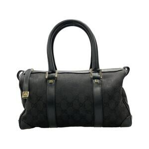 Gucci Boston Bag GG Canvas Shoulder Bag Black